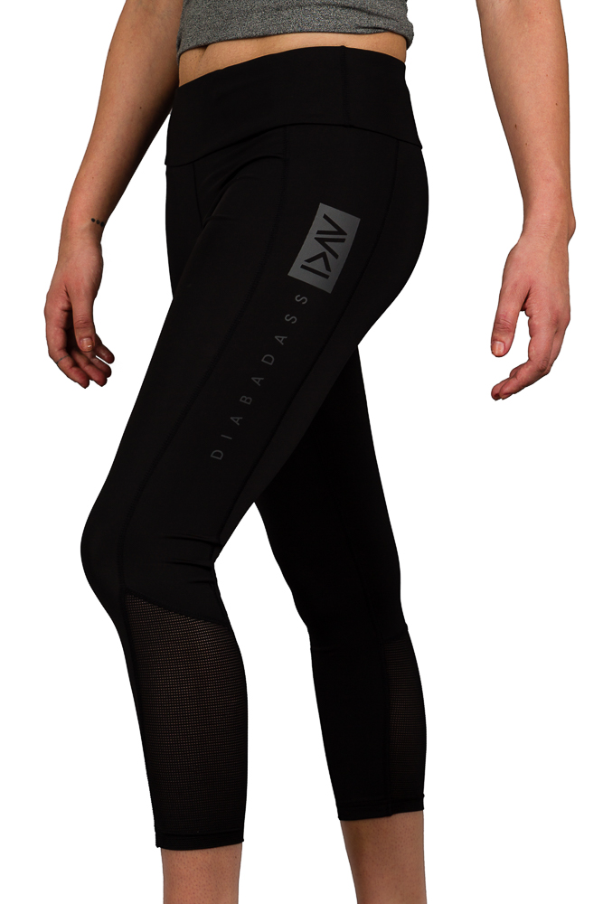 Diabadass Black Yoga Pants with Zipper Pocket and Mesh Detail